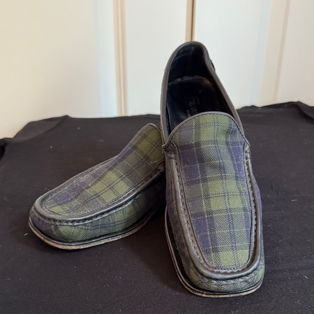 Vintage Fieramosca & Co. Plaid Loafers in Green and Navy